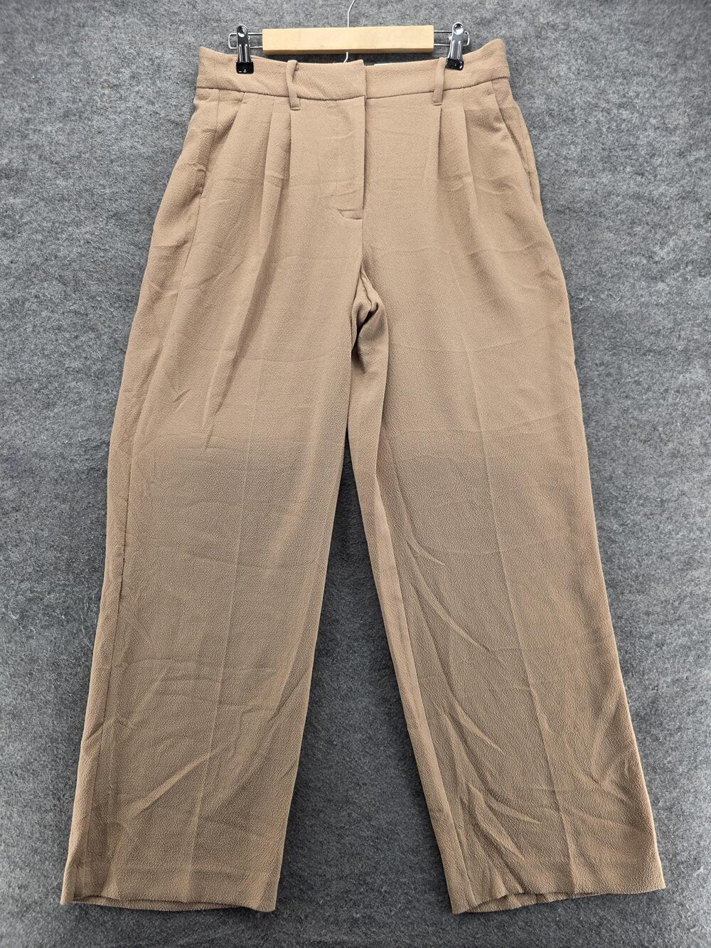 Nine West Pants Womens 10 Beige Wide Leg Pleated Relaxed Dress Pants 31 In